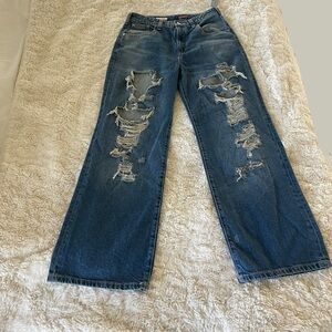 Pilcro Wide Leg Distressed 28/P Denim